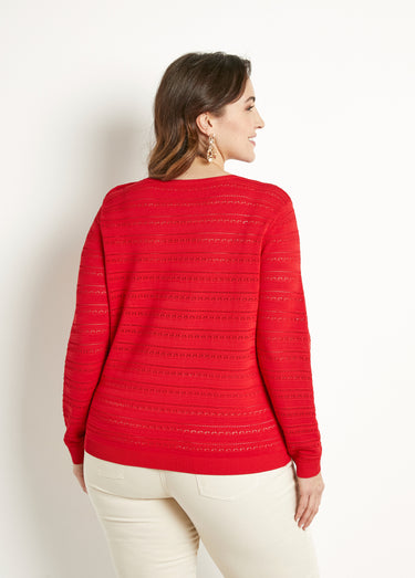 Pull doux col rond manches longues Rouge