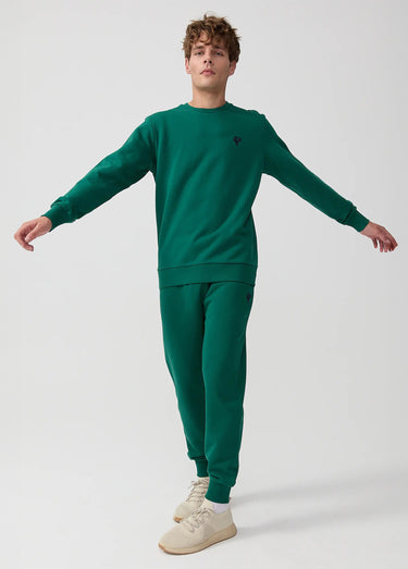 Sweat molletonné col rond manches longues Vert Sapin