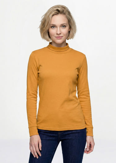 Sous-pull chaud col roulé maille interlock unie Miel