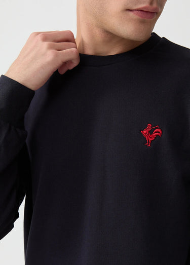 Sweat shirt en molleton avec col rond Bleu Marine