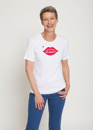 T-shirt à message en coton BIO Ecru