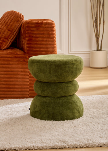 Tabouret pouf forme sablier RITEM Vert Kaki