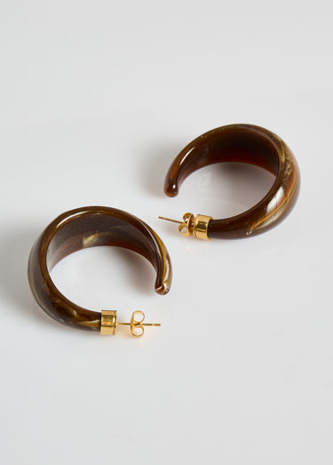 Boucles d'oreilles résine forme créoles Marron