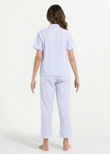 Pyjama 2 pièces seersucker à rayures Bleu