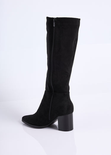 Bottes suédine pointues à talon Noir
