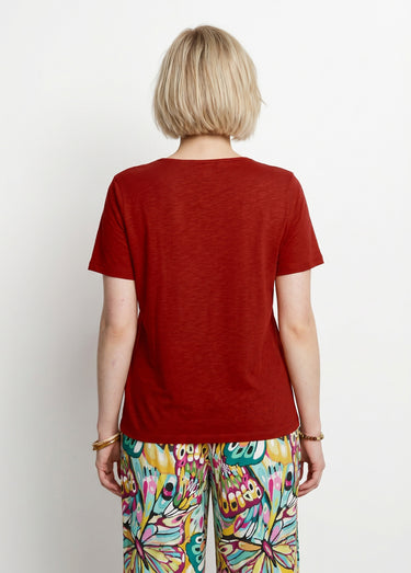 T-shirt coton maille flammée dentelle Tomette