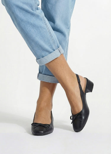 Ballerines slingback, petit talon enrobé Noir
