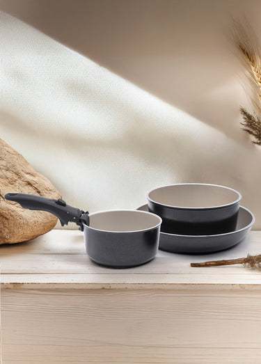Set 4 pièces alu amovible, So Nature-Océan Noir/Beige