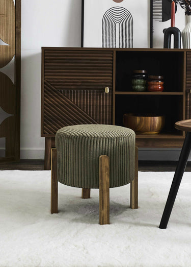 Tabouret d’appoint velours cotelé 2T Vert