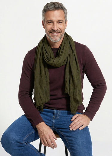 Foulard type chèche avec petites franges Vert