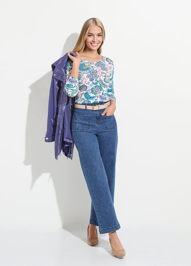 T-shirt manches longues imprimé pastel Fond Ecru