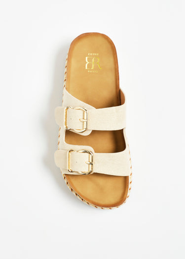 Mules métallisées compensées semelle anatomique Beige