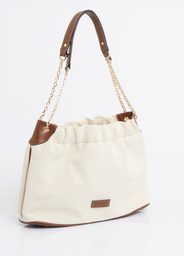 Sac à main bourse, toile effet lin Ecru
