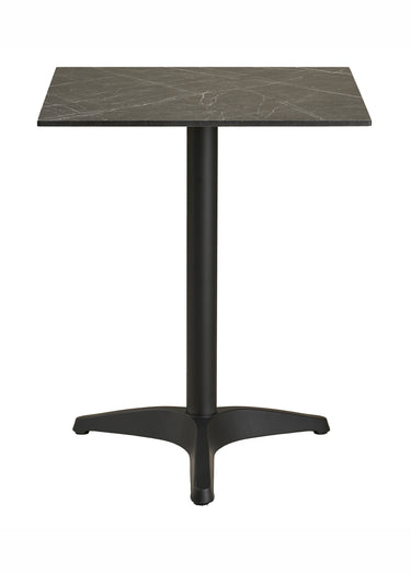 Table bistro carrée 60cm, aspect marbre Gris/Noir