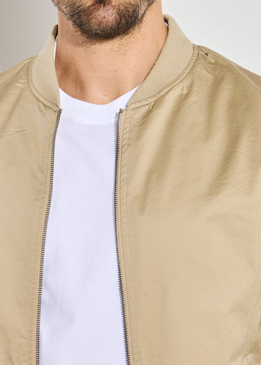 Blouson zippé forme Harrington col cotes Beige