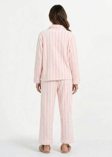 Pyjama 2 pièces en polaire rayé Rose