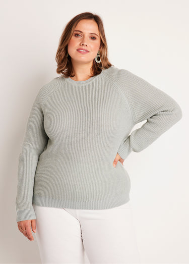 Pull maille brillante col rond Menthe