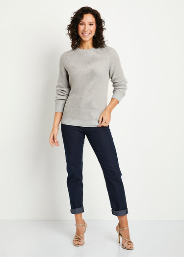 Pull maille brillante col rond Menthe