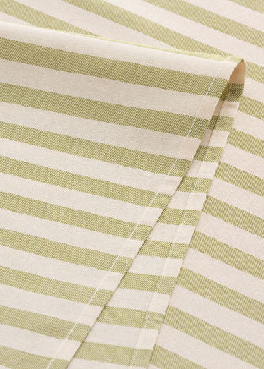 Nappe anti taches pur coton, rayures Olive