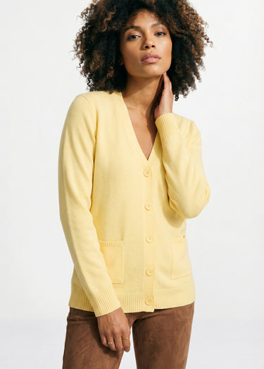 Gilet boutonné maille épaisse Vanille