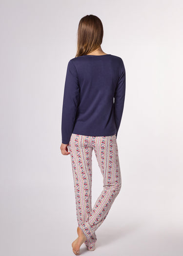 Pyjama logo placé manches longues Bleu Imprime