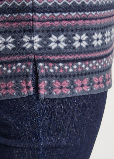 Sweat polaire col montant zippé Gris/Rose