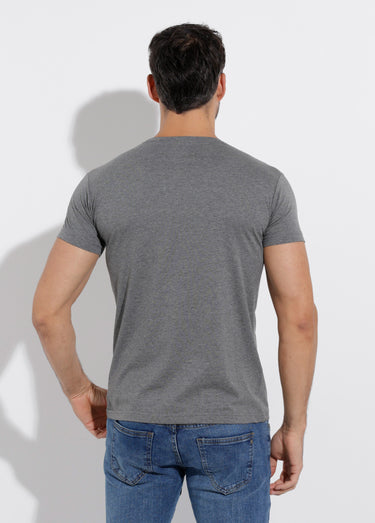 T-shirt col rond coupe ajustée Gris Anthracite