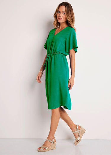 Robe courte évasée unie Vert