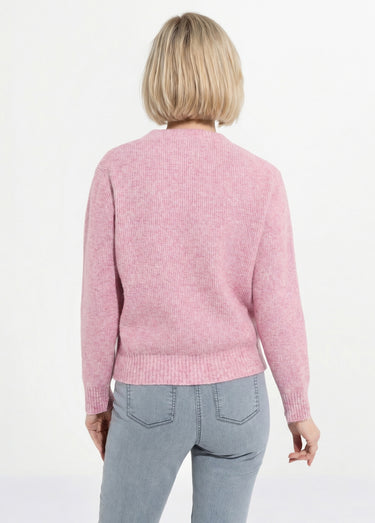 Pull chaud côtelé avec laine et fibres recyclées Rose
