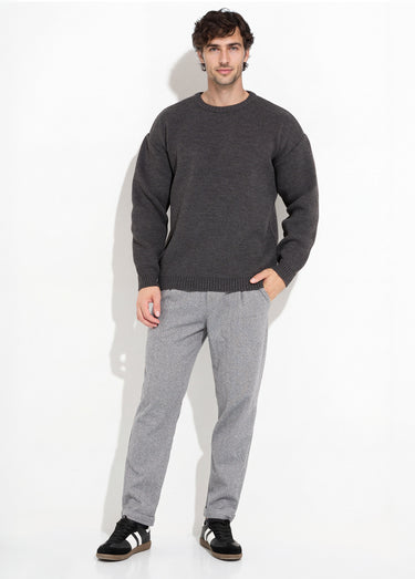 Pull épais col rond et maille torsadée Anthracite