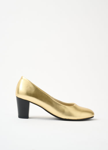 Escarpins cuir bout rond largeur confort Dore