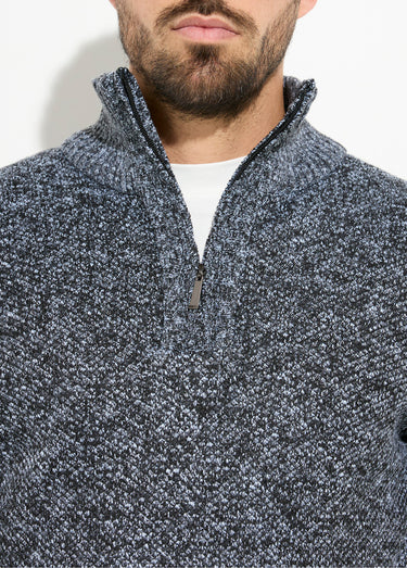 Pull col zippé chaud intérieur polaire Gris Fonce