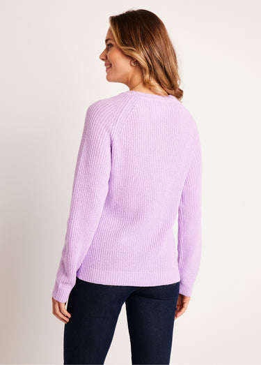 Pull maille brillante col rond Lilas