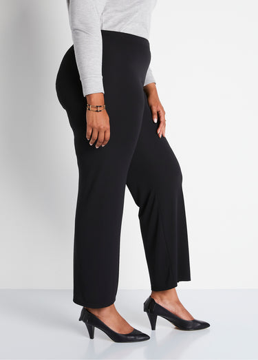 Pantalon taille élastiquée fluide évasé Noir