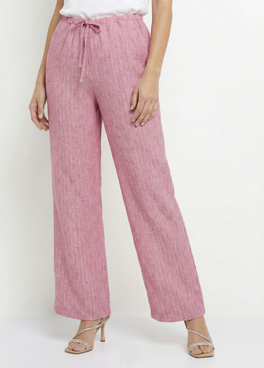 Pantalon tailleur rayé aspect irrégulier Framboise