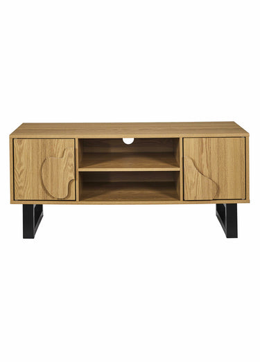 Meuble TV en bois décor forme abstraite Marron/Noir