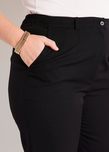 Pantalon droit uni taille semi élastiquée Noir
