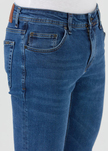 Jean 5 poches en denim, coupe fittée Bleu Denin