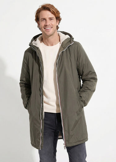 Parka longue chaude fourrée déperlante Kaki/Ecru