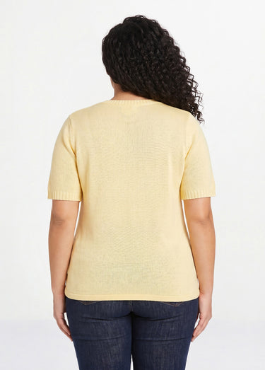Pull ajouré perlé manches courtes Vanille