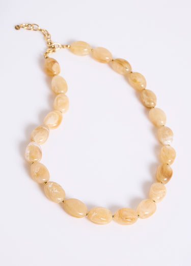 Collier avec perles de résine Beige