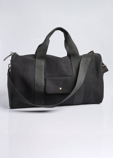 Sac forme polochon en velours cotelé Noir