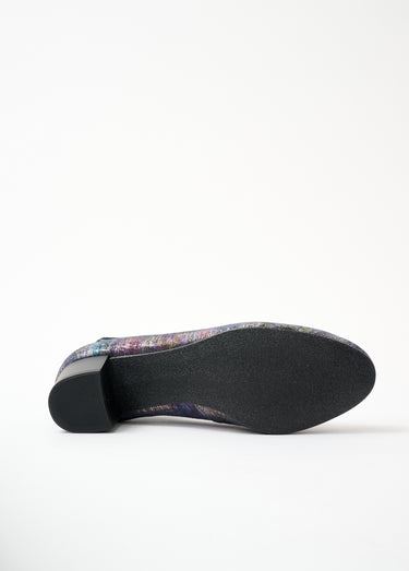 Escarpins largeur confort cuir Marine irisé