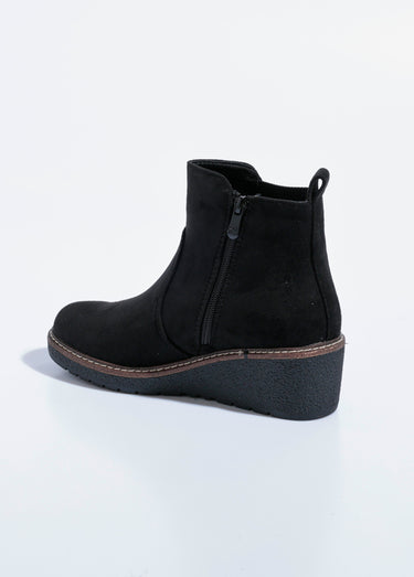 Boots semelle compensée avec zip déco Noir
