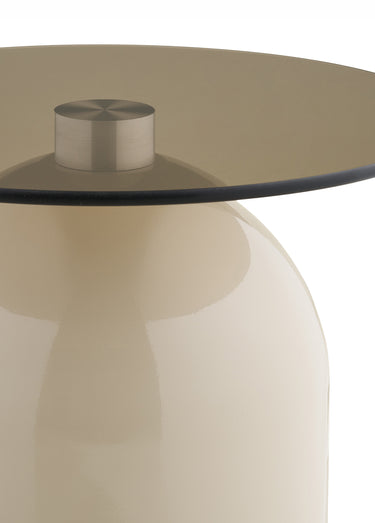 Table d'appoint verre et métal RAVELLO Beige/Gris