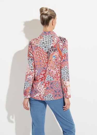 Chemisier boutonné long imprimé cachemire fluide Imprime/Rose