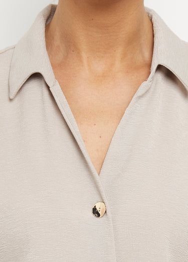Chemisier manches courtes, noué taille Sable