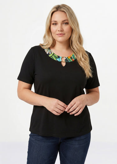 T-shirt manches courtes uni ou imprimé Uni Noir