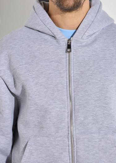 Sweat zippé capuche et poche kangourou Gris