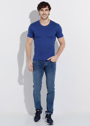 T-shirt col rond dos couvrant - lot de 3 Indigo Lot3